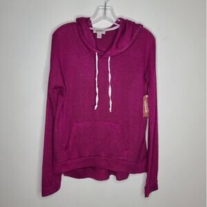 NWT Arizona Jean Co berry pink long sleeve hooded sweater with pocket - medium